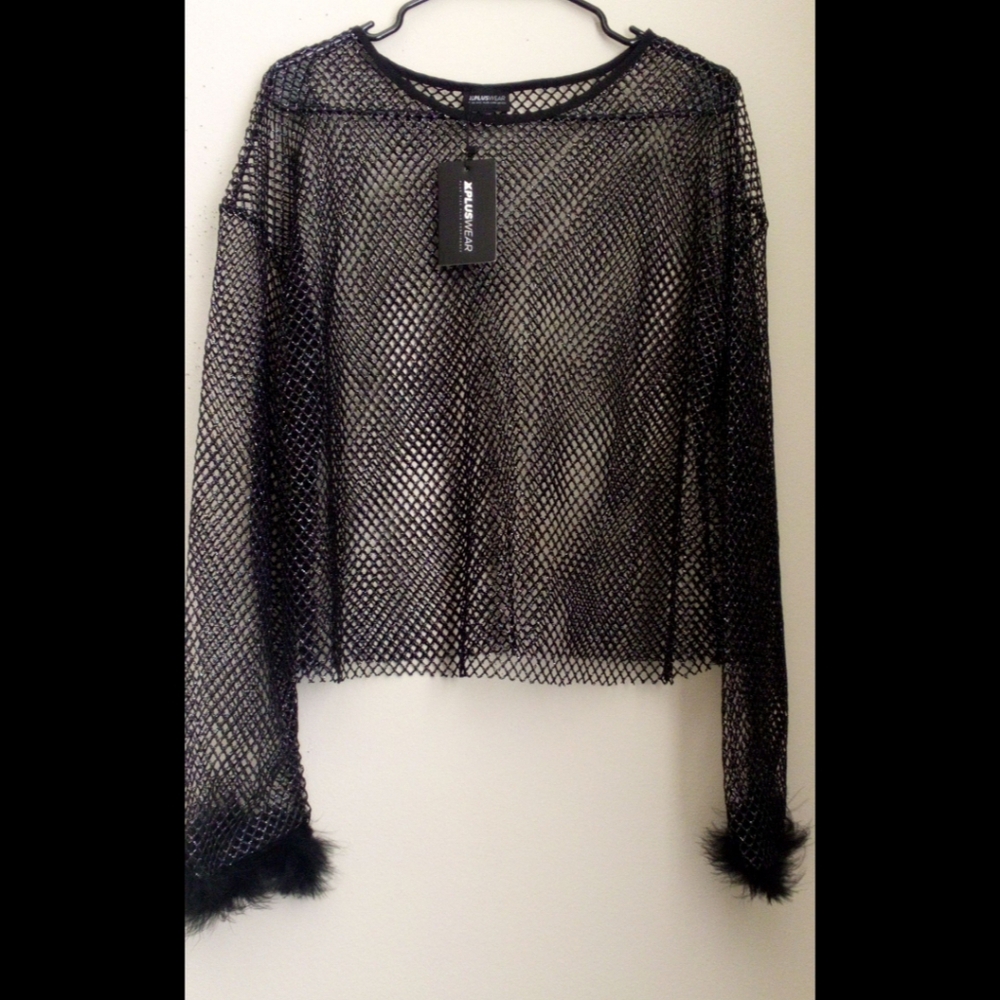 🆕 LISTING!! BNWT GLITTER MESH NET TOP - Picture 8 of 16